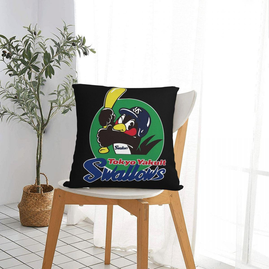 Tokyo Yakult Swallows Quadratischer Kissenbezug aus Peach Skin, B/B: 18 x 18 cm - Bild 2