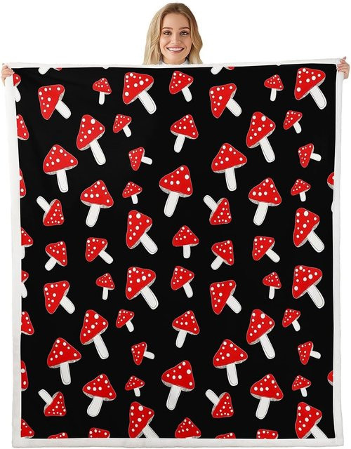 Gemütliche Fleece-Decke mit Pilz-Print von JMG Household Supplies, Mehrfarbig, B/H: 70 x 100 cm - Bild 1