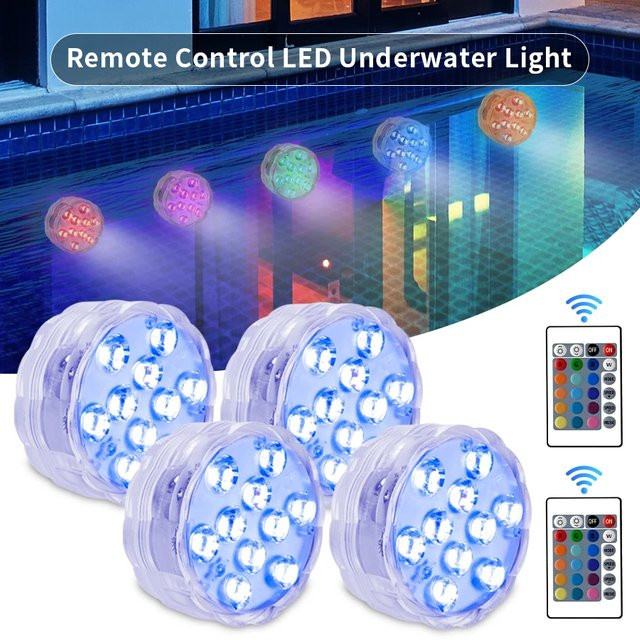 RGB LED Unterwasser Licht mit 10 LEDs, batteriebetrieben, bunt, für Garten, Schwimmbad und Dekoration in Vasen oder Schalen - Bild 1