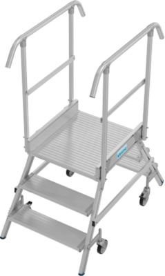 Fahrbare Podestleiter Krause Stabilo Professional aus Aluminium, silber, 2x3 Stufen, Plattform B: 60 cm, T: 70 cm, Arbeitshöhe: 275 cm - Bild 1