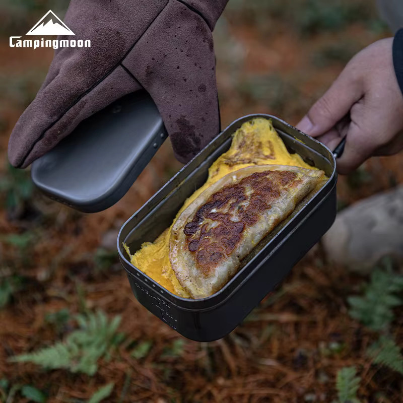 CAMPINGMOON Tragbare Aluminium Lunchbox aus hartoxidiertem Metall in Silber - Bild 2