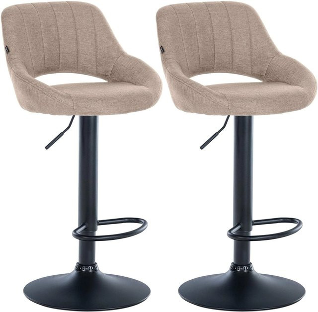 2er Set Barhocker DELUKE SEGAD in Taupe mit Lehne, drehbar, B/T/H: 47 x 48 x 85 cm - Bild 1