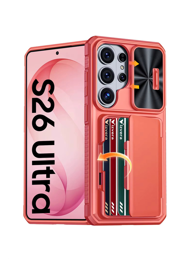 BANGZAO Silikon-Brieftasche mit RFID-Schutz und Kartenhalter als stoßfeste Kamera-Schutzhülle für dein Galaxy S26 Ultra in Rosa - Bild 7
