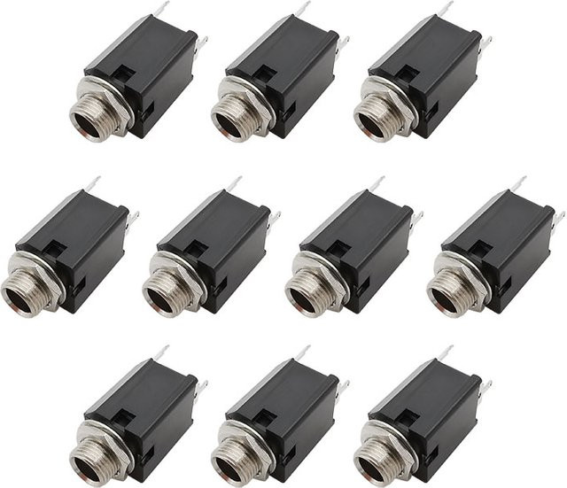 10 Stück Jack 3,5 mm Audio Buchse Weiblich, 3 Pin Stereo TRS Panel Mount Anschluss, Schwarz - Bild 1