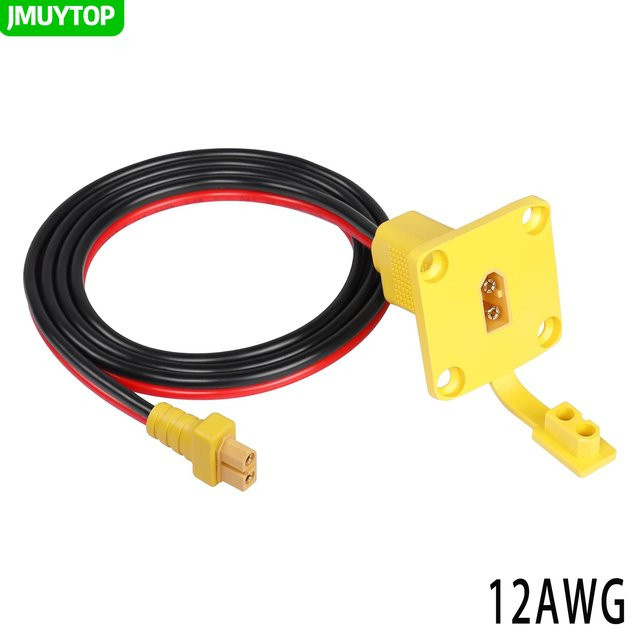 JMUYTOP XT60 Einbaukabel mit Stecker und Buchse, 12AWG, 1m Länge, Schwarz-Gelb, für RC Lipo Akku und FPV Drohne - Bild 1