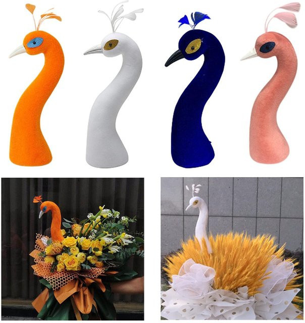 Kesoto Pfau Mannequin Kopf in Weiß als Tischdekoration für Hochzeiten und Partys - Bild 1
