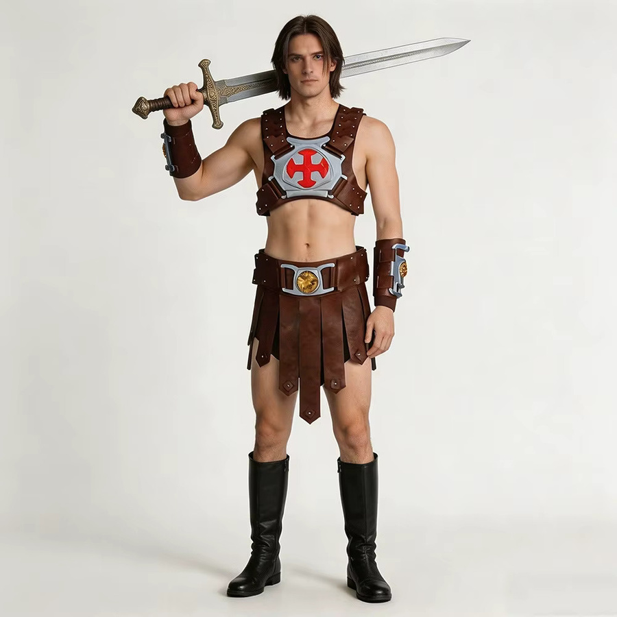 BOOCRE Masters Of The Universe He Man Cosplay-Kostüm, Uniform, Braun - Bild 2