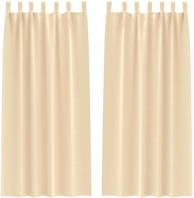 vidaXL Verdunkelungs-Vorhang aus Polyester in Beige mit Ringen, thermoisolierend - Bild 1