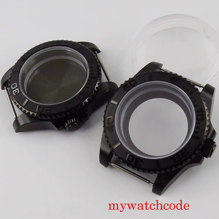 tandorio Uhrengehäuse, 40mm, PVD Schwarz, Edelstahl, Jubilee Stahlarmband, Saphirglas, Unisex - Bild 3