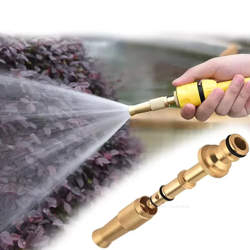 Einstellbare Hochdruck-Gartensprinklerdüse als Wasserpistole mit Direktsprüh-Schnellanschluss in Gold - Bild 4