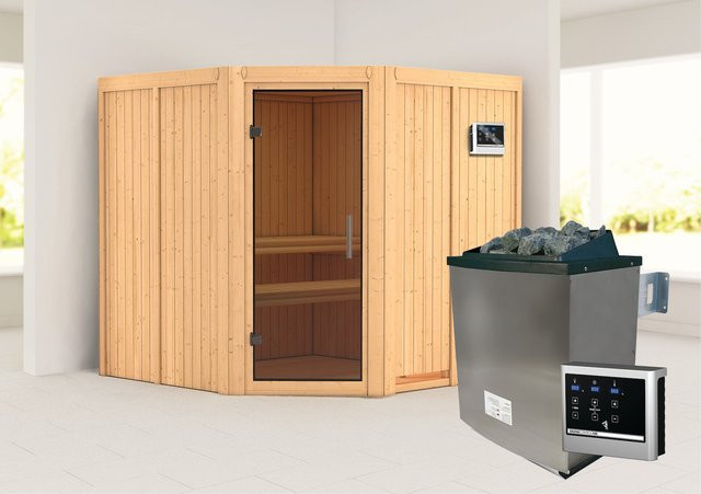 Karibu Sauna San Rafael Set naturbelassen mit 9kW Ofen - Bild 1