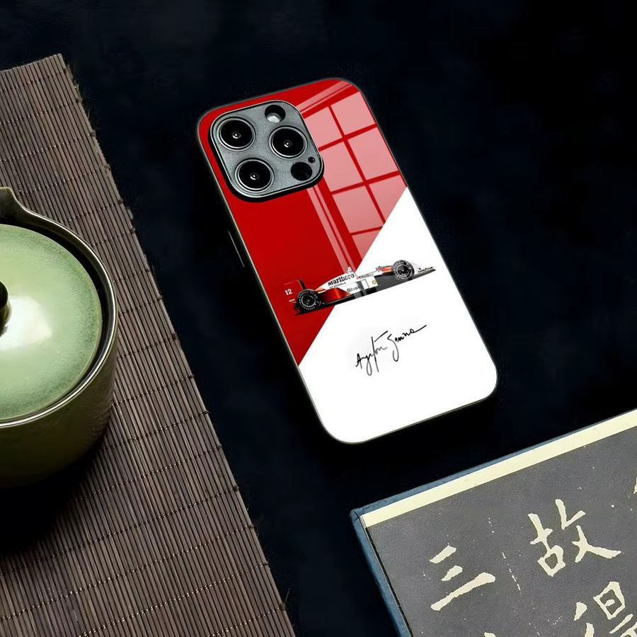 Rastar Ayrton Senna F1 Handyhülle für iPhone kompatibel mit verschiedenen Modellen in Schwarz und Multicolour mit Glas-Schutz - Bild 2