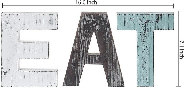 KONNWEI Weihnachts Dekoschild aus Holz, Rustikale Wandmontierte Buchstaben EAT, Mehrfarbig, Bauernhaus Stil - Bild 1