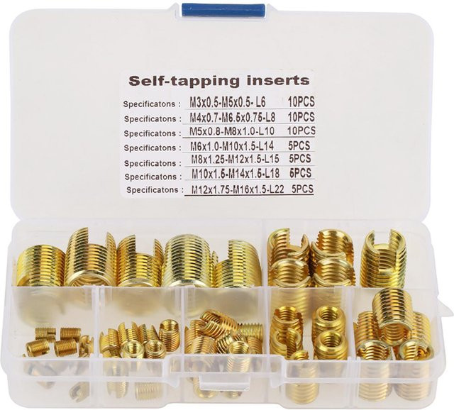 Meterk 50er Set Selbstschneidende Gewinde-Schlitz-Einsätze aus Messing in Gold - Bild 1