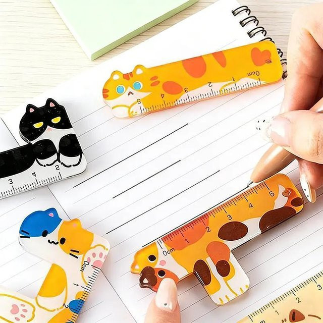 Texture 5-teiliges Mini-Lineal-Set mit Cartoon-Motiven in Multicolour für Kinder und Schüler - Bild 1