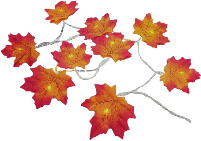 TOMTOP JMS Halloween Feen-Lichterkette mit 40 LEDs in Ahornblatt-Form, warmweiß, wasserdicht, 6,1 m - Bild 1
