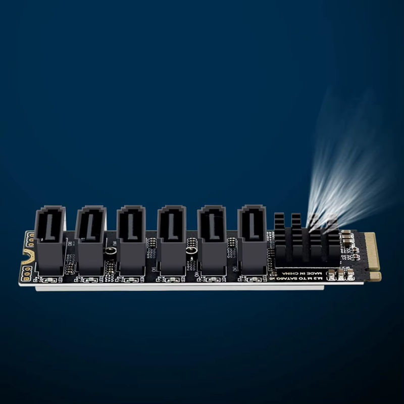 T.F.SKYWINDINTL M.2 NVMe auf 6 Port SATA 3.0 Adapter Karte ASM1166 RAID Controller in Schwarz - Bild 4