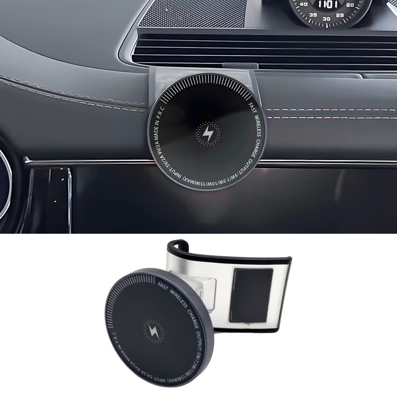 AOSRRUN Magnetische Drahtlose Ladestation für Porsche Panamera 2017-2022, 15W Smartphone-Halterung in Schwarz - Bild 3