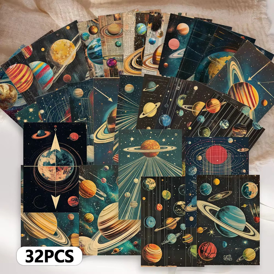 32 Stück Vintage-Postkarten mit Himmelsuniversum Motiv in Schwarz und Multicolour aus Papier für DIY-Projekte - Bild 5