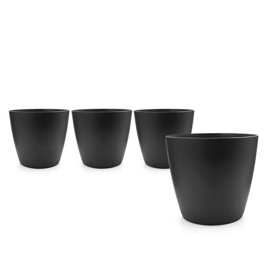 BigDean 4er Set Blumentopf Übertopf aus Kunststoff in Graphit, Modernes Design, Durchmesser: 24 cm - Bild 2
