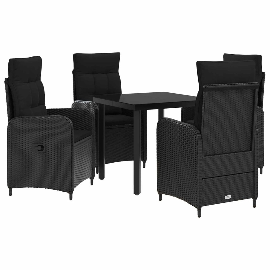 vidaXL Lounge-Set für Garten und Terrasse mit Couchtisch und 5 Kissen in Schwarz - Bild 2