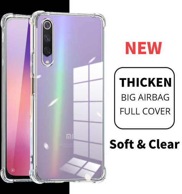 Stoßfeste TPU Silikon Schutzhülle für Xiaomi Mi 9, 9 SE, 9T Pro, Mi 9 Lite, CC9, CC9E, A3 Lite in Transparent - Bild 1