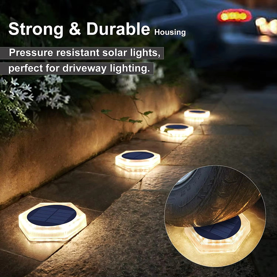 Yilaie Solar-Terrassenleuchten 4er-Pack LED-Stufenleuchten IP68 wasserdicht für Garten, Terrasse und Treppen in Warmweiß - Bild 3