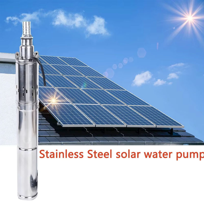 Solar-Tiefbrunnenpumpe aus rostfreiem Stahl mit 750W, 48V 60V 72V, bürstenloser Gleichstrom-Tauchpumpe, Farbe: Silber - Bild 2