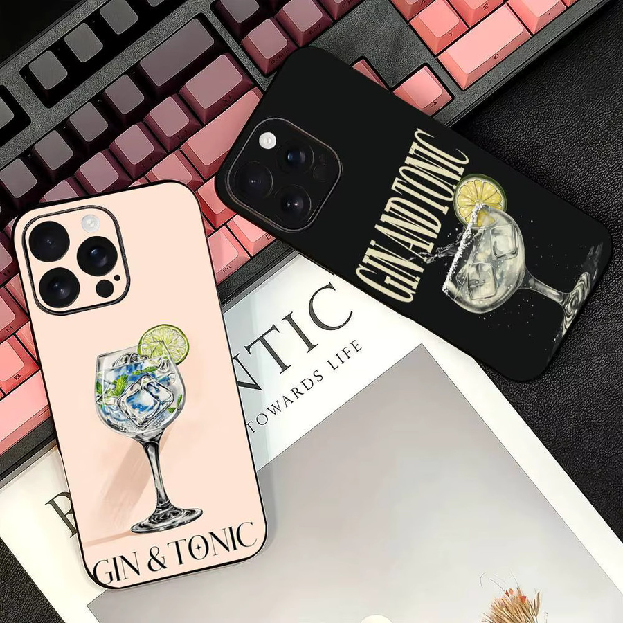 Handyhülle Gin & Tonic Cocktail Print in Schwarz aus Silikon Soft Shell für Apple iPhone 17 16 15 14 13 12 11 Air Pro Max Plus - Bild 2