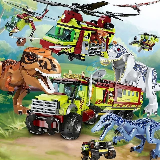 GSF Jurassic Dinosaurier Rettungs-Tyrannosaurus Rex Helikopter, Baustein-Spielzeug - Bild 1