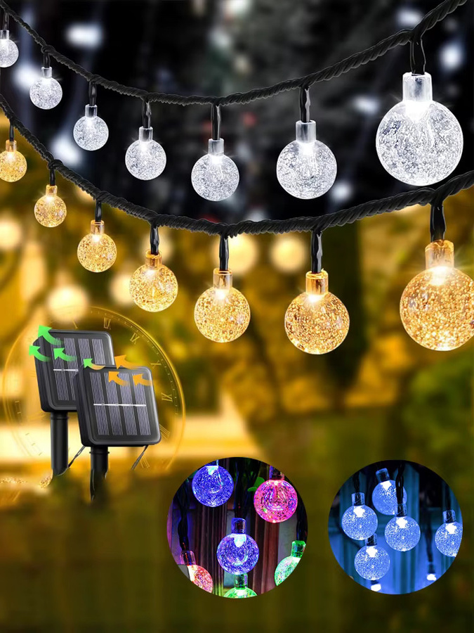 Wasserdichte Solar-Globus-Lichterkette mit 8 Modi für Außenbereich, Terrasse und Hochzeit, transparente Kugeln - Bild 7