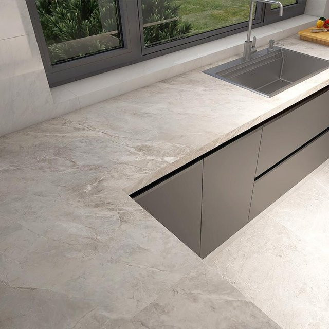 Febell Marmor Selbstklebende Tapete in Grau, Wasserdichte Küchenfolie für Arbeitsplatten und Schränke, Breite: 60 cm, Länge: 5 m - Bild 1