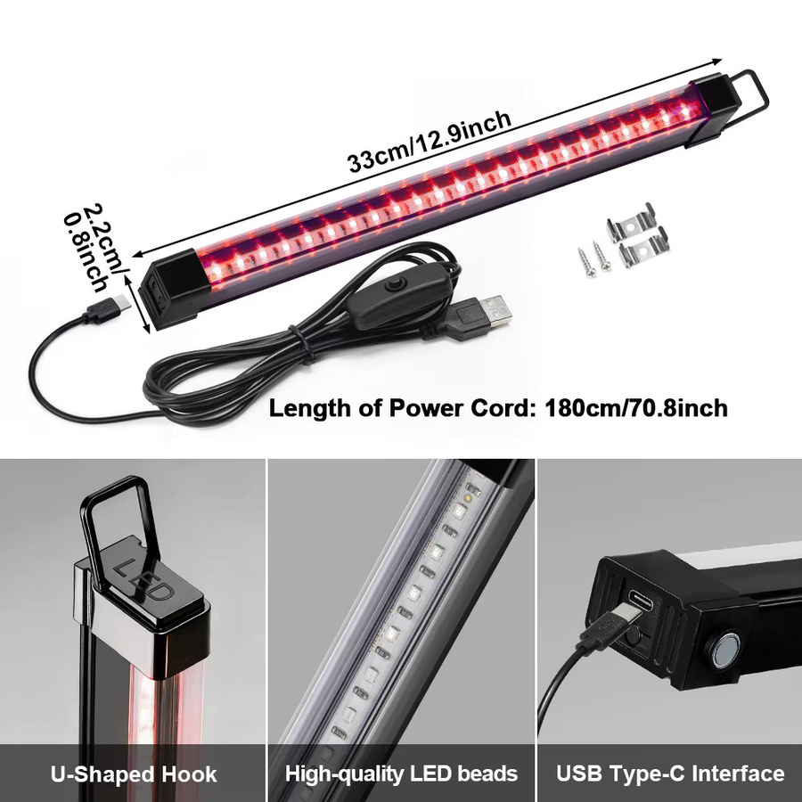 YNL T8 LED Lichttherapie-Rohr Rot, USB 5V Infrarot-Lampe zur Hautpflege und Schmerzlinderung - Bild 3