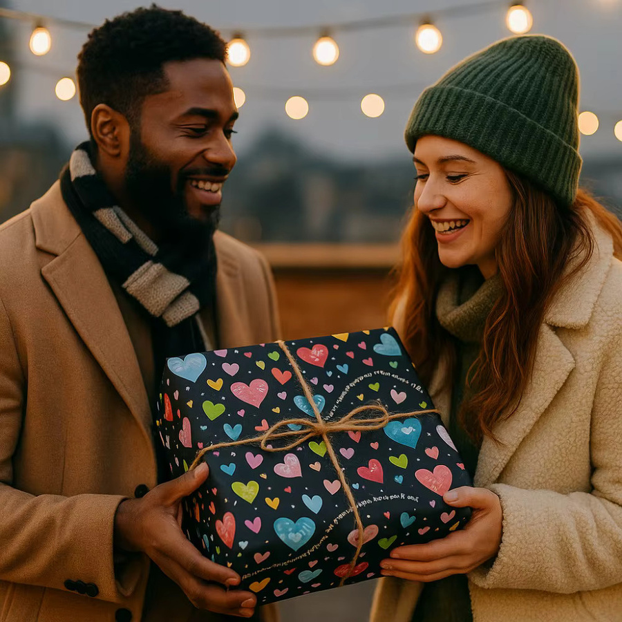 Elegantes Geschenkpapier in Multicolour für Valentinstag, Geburtstag, Hochzeit und Jahrestag, Breite: 43,18 cm, Länge: 299,72 cm - Bild 5