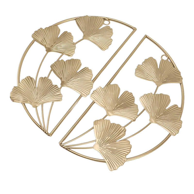 CosyHome Wandbehang Ginkgoblatt aus Metall in Gold als florale Wandskulptur für dein Wohnzimmer - Bild 3
