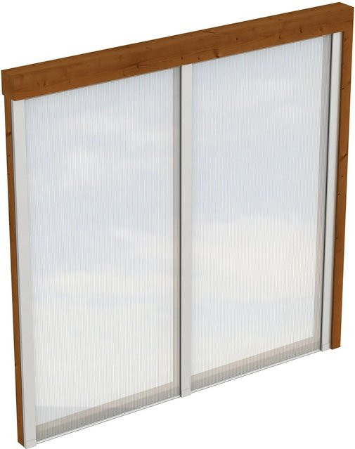 Skan Holz Seitenwand aus Fichte mit semi-transparenten Polycarbonatplatten, Farbe: Nussbaum, B/H: 205 x 200 cm - Bild 1