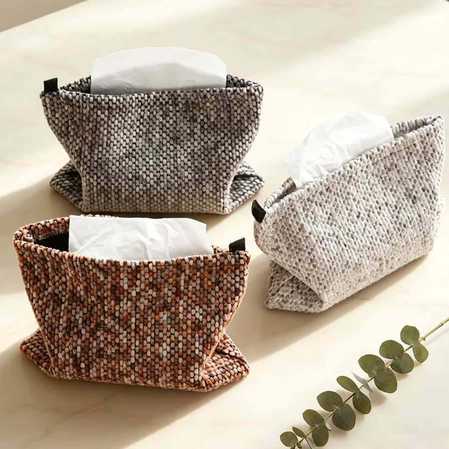 BUYNOW Chenille Taschentuchbox Abdeckung in Weiß als dekorativer Aufbewahrungshalter für das Badezimmer - Bild 5