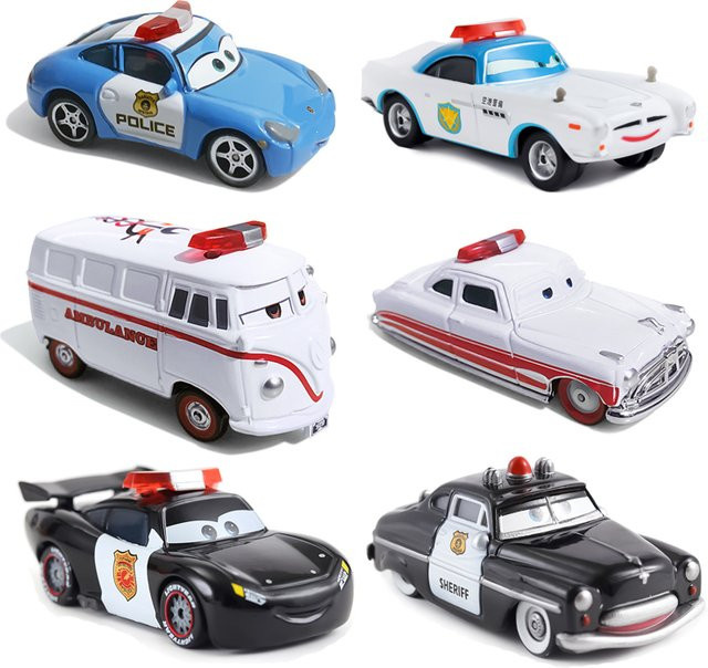 Disney Pixar Cars Sheriff White Doc Hudson Police Sally, Modellautos, 1:55, Metall - Bild 1