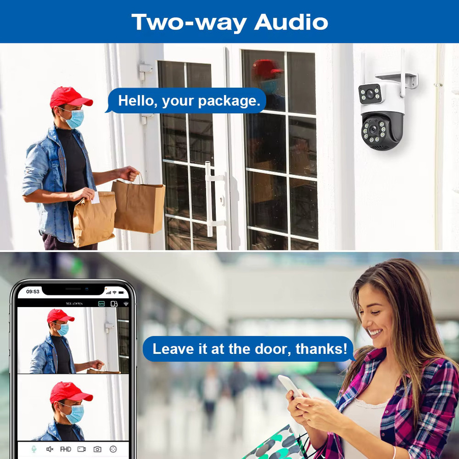 DDBROUGEN 4K 8MP WiFi-Überwachungskamera mit Dual-Objektiv, 4-fachem Digitalzoom, KI-Menschenerkennung und PTZ-Funktion für den Außenbereich in Weiß - Bild 3