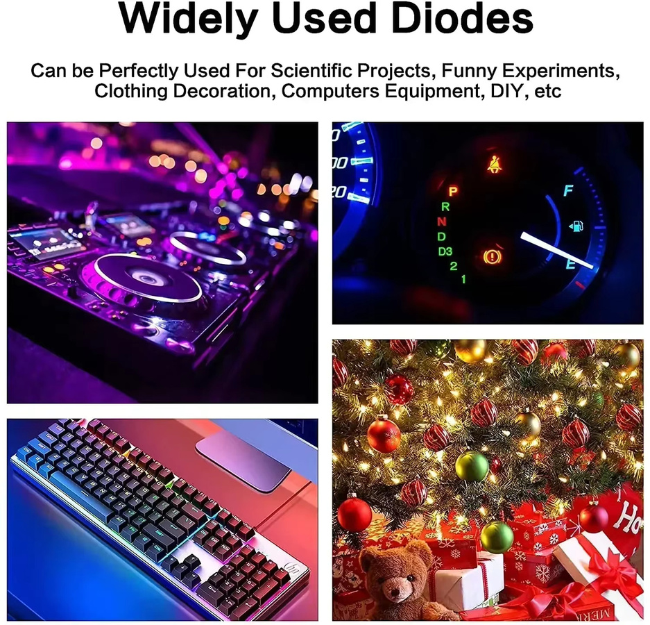 100 Stück Ultrahelle LED Dioden Set F3 3mm in 5 Farben Rot, Gelb, Blau, Grün und Weiß für deine DIY Elektronikprojekte - Bild 3