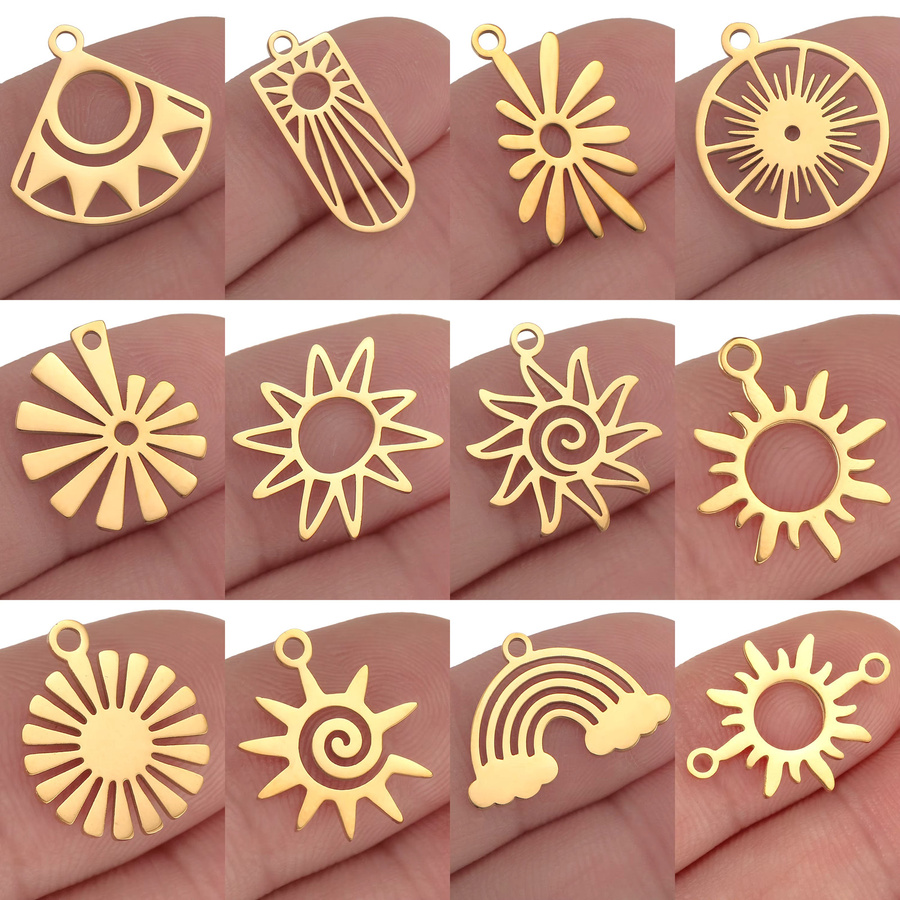 Sonnenanhänger Edelstahl, Gold, Unisex - Bild 2