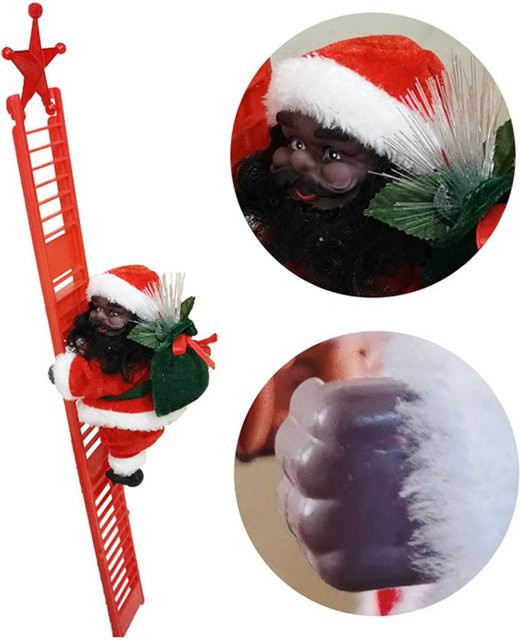 Tooarts Elektrische Kletterleiter Weihnachtsdekoration mit Weihnachtsmann in Schwarz - Bild 1