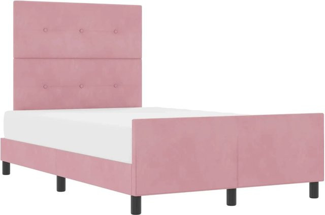 vidaXL Boxspringbett mit Kopfteil in Rosa aus Samt, B/T: 120 x 200 cm - Bild 1