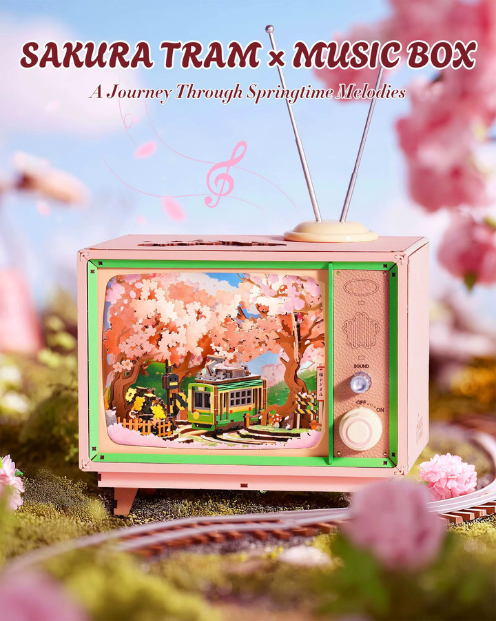 Robotime Rolife Sakura Dreamy Tour DIY Spieluhr, 3D Holzpuzzle, mit Lichtern - Bild 2