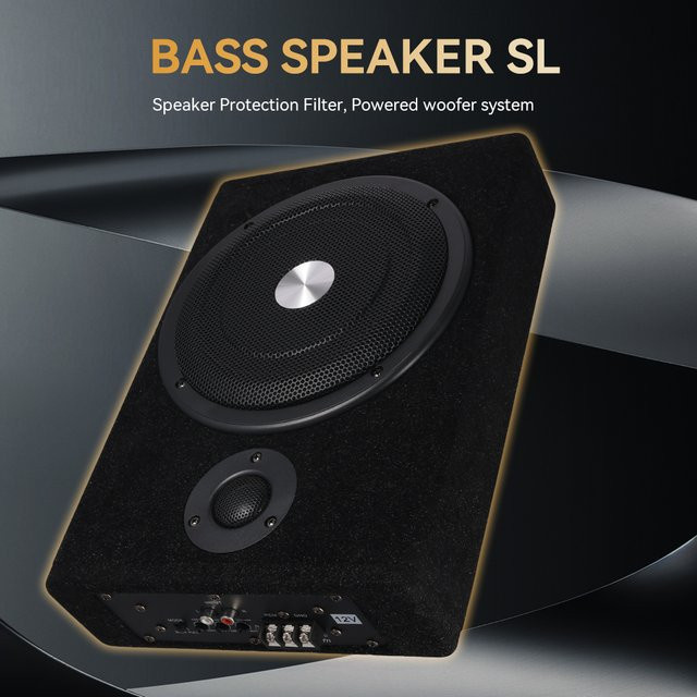Podofo Aktiver Auto-Subwoofer 600 W in Schwarz, 20,3 cm Slim-Design für unter den Sitz - Bild 1