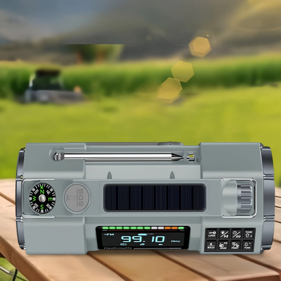 Bytelike Multifunktionsradio Outdoor in Grau mit Solar, Handkurbel, VA-Display, SOS-Alarm und APP-Steuerung (FM/MW/SW/VHF/WB) - Bild 5