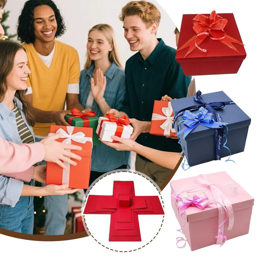 Kreative 5-lagige Explosions-Geschenkbox aus Papier in Pink und Rot für Geburtstag und Hochzeit - Bild 2