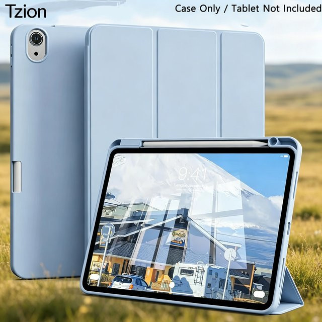 Tzion Schutzhülle für iPad Air 11 Zoll M3/M2 (2025/2024) und iPad Air 5/4 (2022/2020) mit Stifthalter-Abdeckung in Pink oder Blue - Bild 1