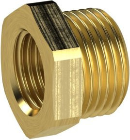 Riegler Reduziernippel kurz aus Messing, G 3/4 a. auf G 3/8 i., Farbe Gold, SW 32 - Bild 1