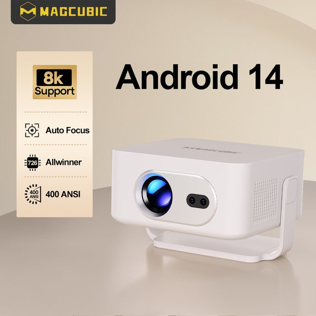 Magcubic HY300Max Tragbarer Projektor mit Android 14, Autofokus, 400 ANSI, WiFi6 und Full HD Unterstützung in Weiß - Bild 1